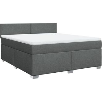 vidaXL Vidaxl - Cama Box Spring Con Colch&oacute;n Tela Gris Oscuro 180x200 Cm