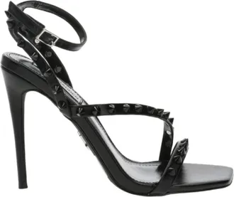 Steve Madden April Interim Sandalen met Hoge Hak - Dames - Sandalen met hakken - Zwart - 41 EU - Leer - Schoenen