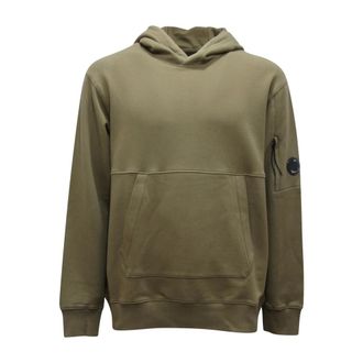 C.P. Company Hoodies, male, Green, Size: XL Diagonal Raised Fleece Hooded Sweatshirt
