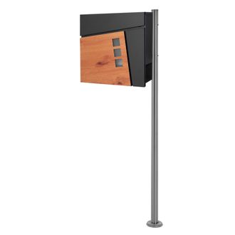 ML Design Ecd Germany Buz&oacute;n De Pie Con Compartimento Para Peri&oacute;dicos Con Soporte Plateado 120 Cm, Estilo Moderno, Con Dise&ntilde;o De Madera, De Acero Inoxidable Recu