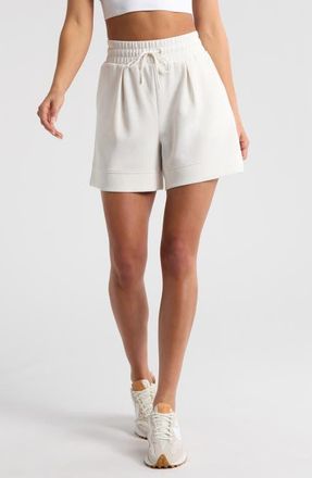 Zella Soft Luxe High Waist Knit Shorts in Beige Ivory Heather at Nordstrom, Size Xx-Large
