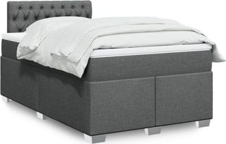 vidaXL Cama Box Spring Con Colch&oacute;n Tela Gris Oscuro 120x200 Cm Vidaxl