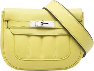 Herm&egrave;s Pre-owned Berline Schoudertas - Dames - Vintage Schoudertas - Geel - ONE Size - Leer - Vintage