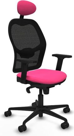 Piqueras y Crespo Piqueras Y Crespo - Jorquera Sincro Malla Negra Similpiel Rosa Brazos 2d Base Nailon Cabecero Fijo Ruedas 65mm Nailon