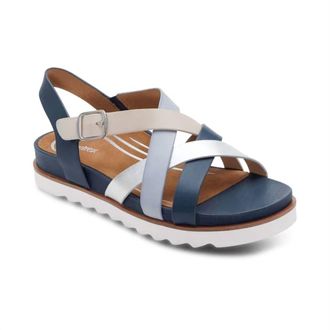 Aetrex Womens Carmen Sandal In Navy Multi