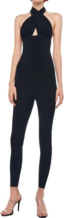 Norma Kamali Cross Halter Catsuit In Black