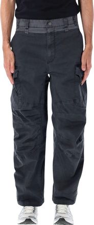 Diesel Wide-Leg Cargo Pants with Multi-Pocket Utility Design