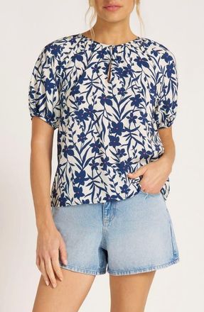 Matty M Zia Floral Raglan Sleeve Top in Vellum/navy at Nordstrom, Size X-Large