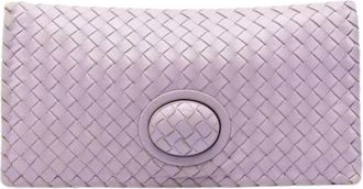 Bottega Veneta Pre-owned Woven Nappa Leather Clutch - Dames - Vintage Clutch - Paars - ONE Size - Leer - Vintage
