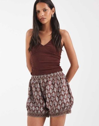Free People Made You Blush - Pantaloncini boxer marrone fantasia