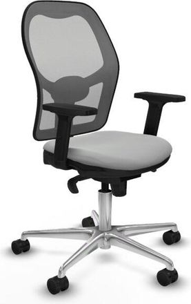 Piqueras y Crespo Piqueras Y Crespo - Jorquera Sincro Malla Gris Similpiel Gris Claro Brazos 2d Base Aluminio Ruedas 65mm Nailon