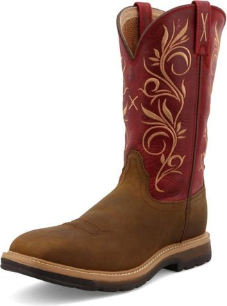 Twisted X Boots Womens Steel-Toe Pull-On Work Boot In Latigo/red