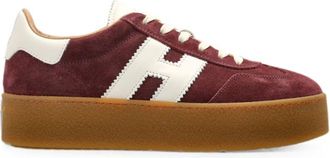 Hogan Burgundy Suede Sporty Sneakers