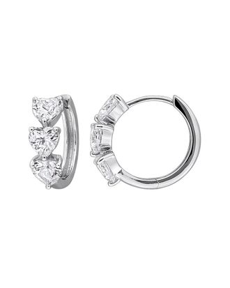 Rina Limor Silver 3.30 ct. tw. Lab-Grown Created White Sapphire Heart Hoop Earrings