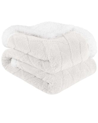 Superior Reversible Jacquard Lattice Fleece Plush Sherpa Blanket