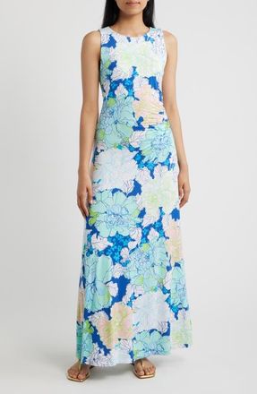 Lilly Pulitzer Carolita Ruched Sleeveless Maxi Dress in Starlight Navy at Nordstrom, Size 12