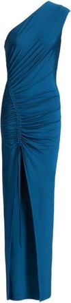 Balmain Lange gedrapeerde jersey jurk - Dames - Feestkleedjes - Blauw - M - Kleedjes