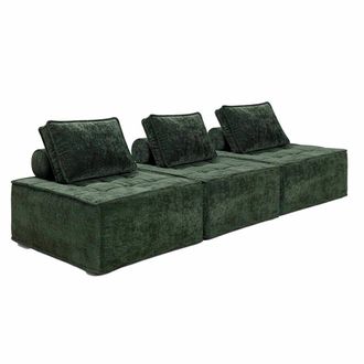 Oviala Sof&aacute; modular de tela de 3 plazas con cojines verdes