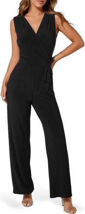 Bebe Sleeveless Faux Wrap Jumpsuit in Black at Nordstrom Rack, Size X-Large