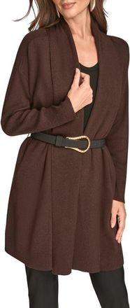 DKNY Belted Cardigan in Chocolate at Nordstrom, Size X-Small