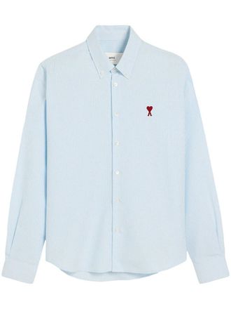 Ami Classic Shirt Button Down Collar With Embroidered Ami de Coeur