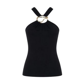 Coperni Sleeveless Tops, female, Black, Size: M Halterneck Top