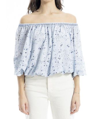 Max Studio Smock Neck Bubble Hem Blouse