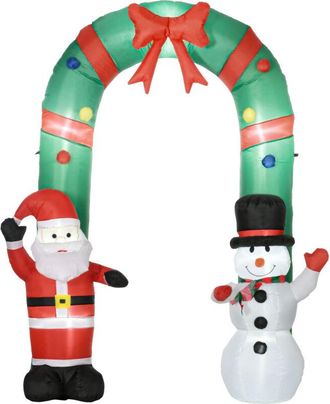 OEM Otros Adornos Navide&ntilde;os: Arco Hinchable Con Pap&aacute; Noel Y Mu&ntilde;eco De Nieve, Iluminaci&oacute;n Led, Soplador Incorporado, 198 X 80 X 245 Cm