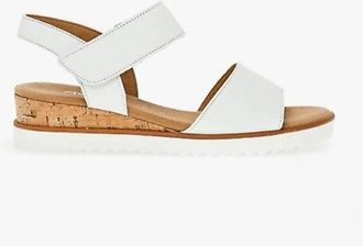 Gabor Womens Low Cork Wedge Walking Sandal In White Leather
