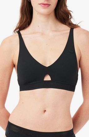 Lacoste Cutout Wireless Microfiber Bra in Black at Nordstrom, Size Xx-Large