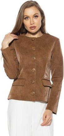 Alexia Admor Brivan Crewneck Classic Blazer in Camel at Nordstrom, Size 12