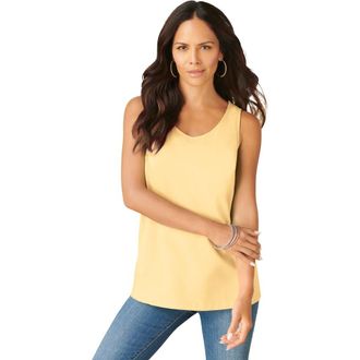 Roaman's Plus Size Cotton Scoopneck Tank Top in Banana at Nordstrom, Size Small