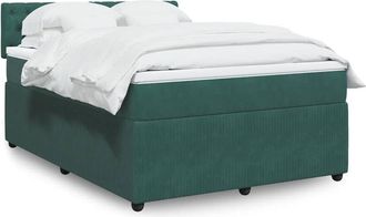 vidaXL Vidaxl - Cama Box Spring Con Colch&oacute;n Terciopelo Verde Oscuro 140x190 Cm