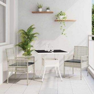 vidaXL Conjunto De Comedor De Jard&iacute;n 3 Pcs Gris Polirat&aacute;n Vidaxl