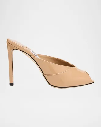 Jimmy Choo London 100mm Brigitte Patent Leather Mule Pumps