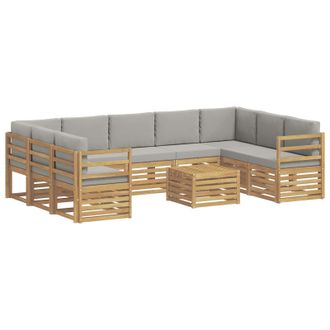 vidaXL Conjunto De Sof&aacute;s De Exterior 10 Uds. Blanco Y Gris Claro Vidaxl