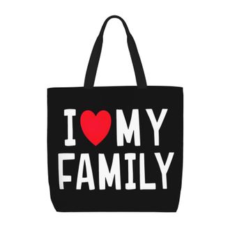 Generic Women Handbag I Love My Family Handbag Reusable Large Capacity Shoulder Bags, For School, Swim, Work, Birthday, Holiday