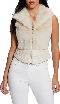 Guess Jodie Faux Fur Vest in Pearl Oyster Multi at Nordstrom, Size X-Small