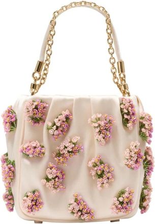 Self Portrait Bloemen Geborduurde Tas - Dames - Handtassen - Beige - ONE Size - Tassen
