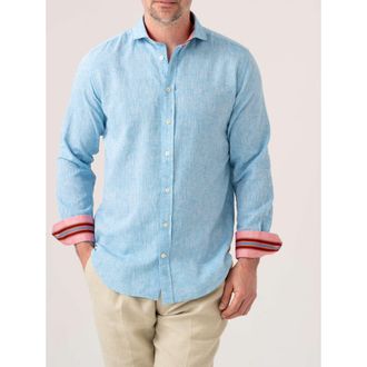 Koy Clothing Cotton Linen Long Sleeve Shirt in Sky Blue at Nordstrom, Size Xxx-Large