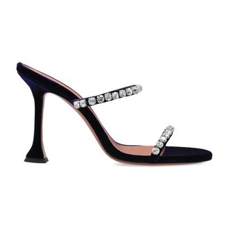 Amina Muaddi Schoenen, Dames, Blauw, 39 1/2 EU, Leer, Gigi Heeled Mules
