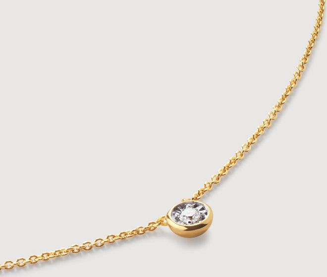 Gold Solitaire Diamond Medium Chain Necklace Lab Grown Diamond