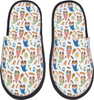 Generic Warm Slipper Barbecue Gnomes Print Home Slipper Unisex House Shoes Non-Slip Scuff Slippers For Travel Bedroom Hotel M