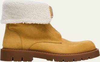 Bottega Veneta Haddock Suede Shearling Zip Booties