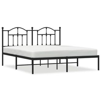 Berkfield Home Metal Bed Frame with Headboard Black 183x213 cm