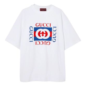 Gucci Cotton Jersey T-Shirt With Gucci Print White 784361-XJGKA-9074