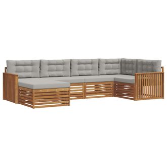 vidaXL Conjunto De Sof&aacute;s De Exterior 6 Pcs Gris Natural Y Claro Vidaxl