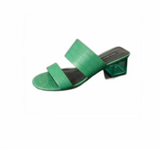 French Connection Womens Croc-Embossed Lucite Block Heels In Emerald Green