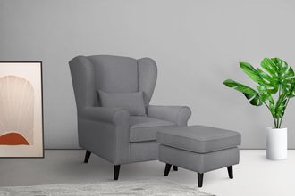 HOME AFFAIRE Sessel »Ohrensessel CHISTELLE, wahlweise mit Polsterhocker« mit Wellenunterfederung, Masse: B/T/H: 81/87/99 cm