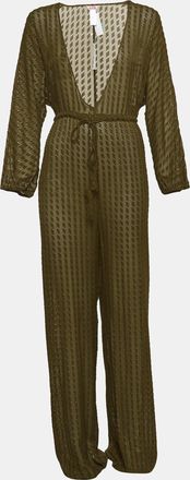 Eres Green Textured Lurex Silk Blend Jumpsuit